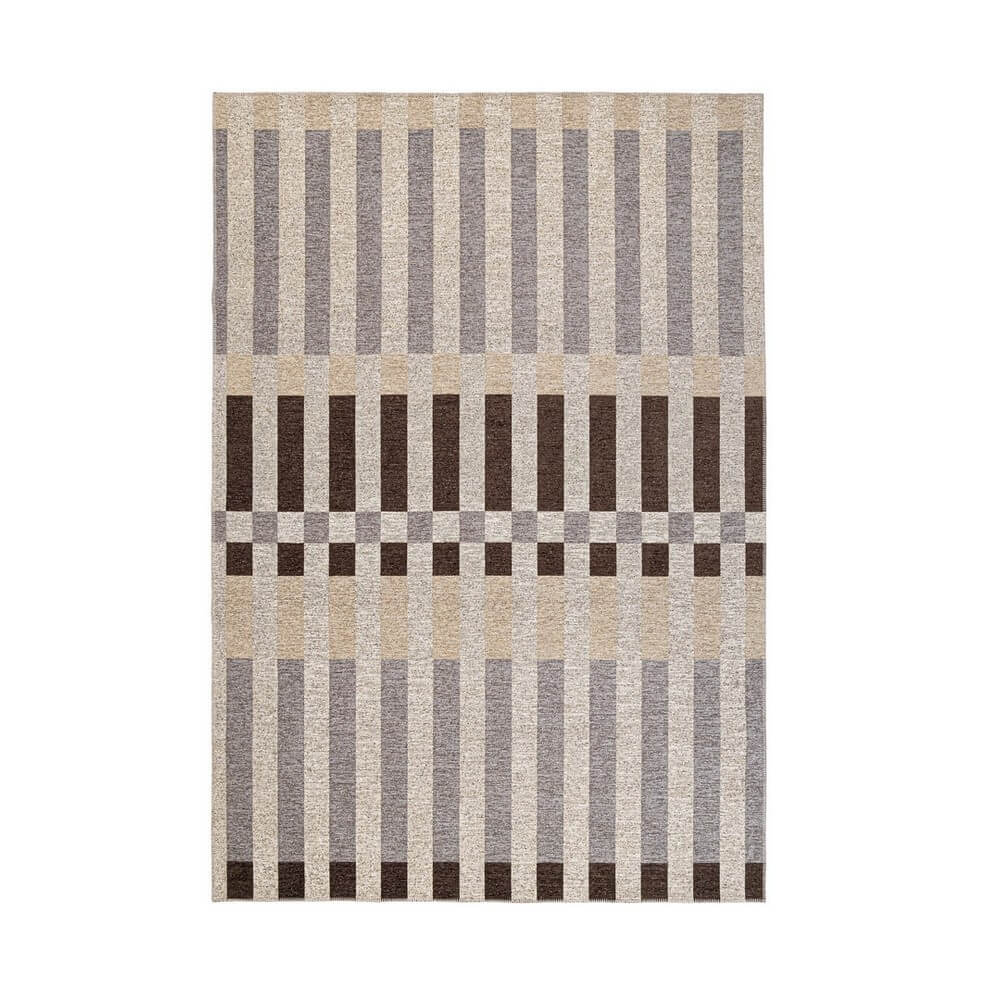 Tappeto geometrico interno esterno in poliestere riciclato 160x230 Marrone - HADA