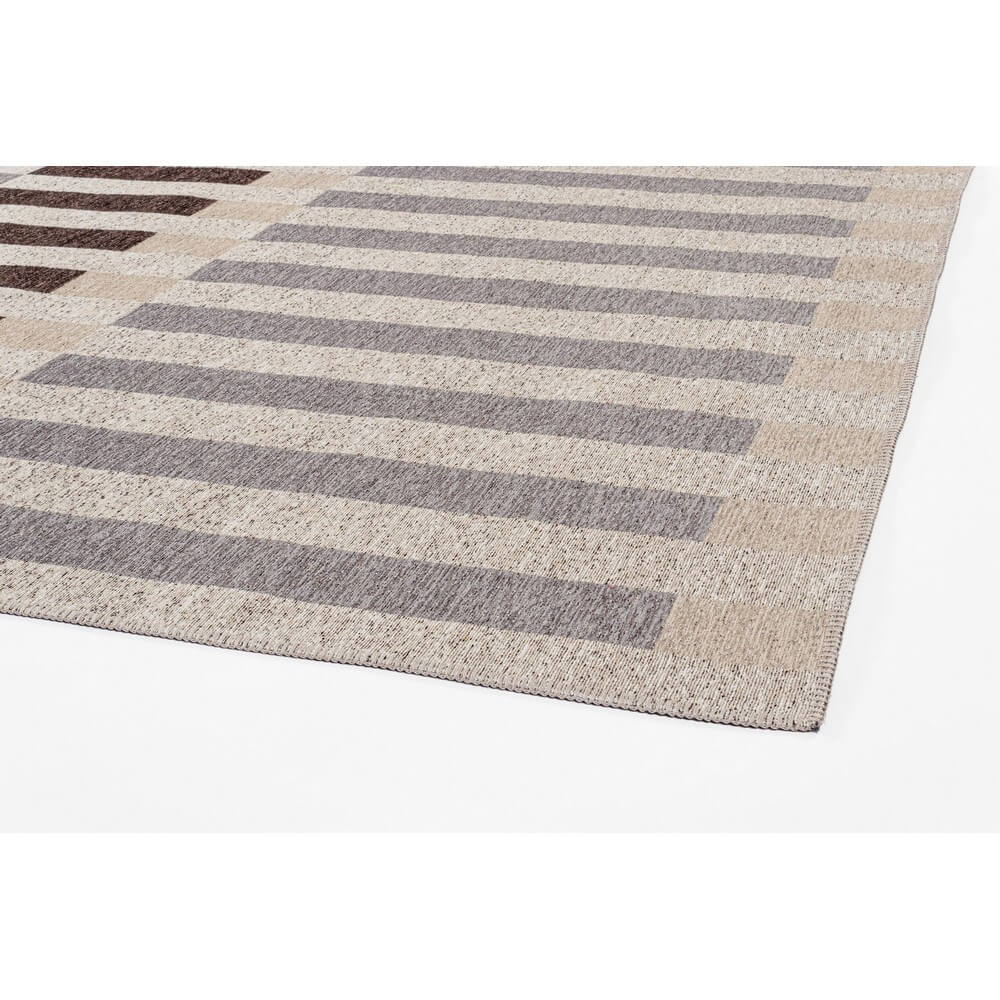 Tappeto geometrico interno esterno in poliestere riciclato 200x290 Marrone - HADA