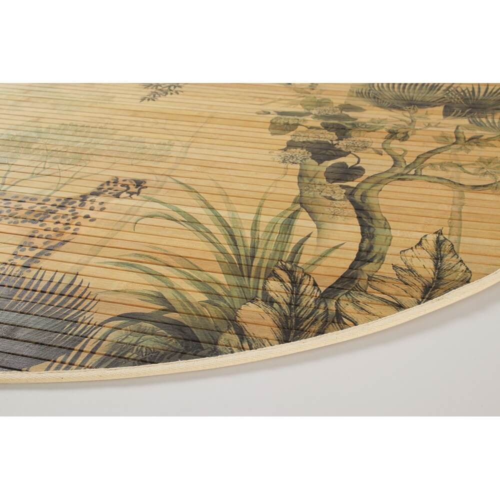 Set di 6 Tappeti Rotondi in Bamboo con Stampa Tropicale D120 Verde - STARDUST