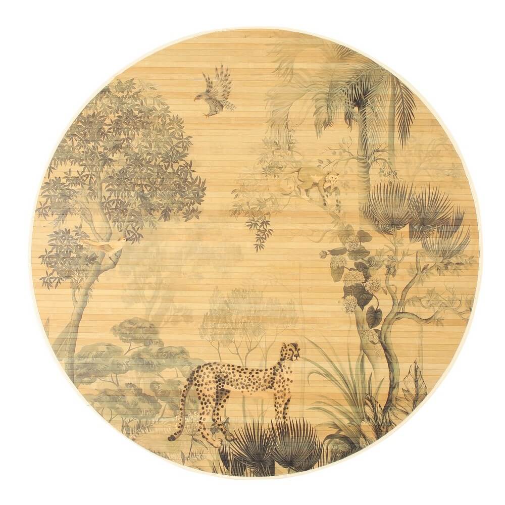 Set di 6 Tappeti Rotondi in Bamboo con Stampa Tropicale D120 Verde - STARDUST