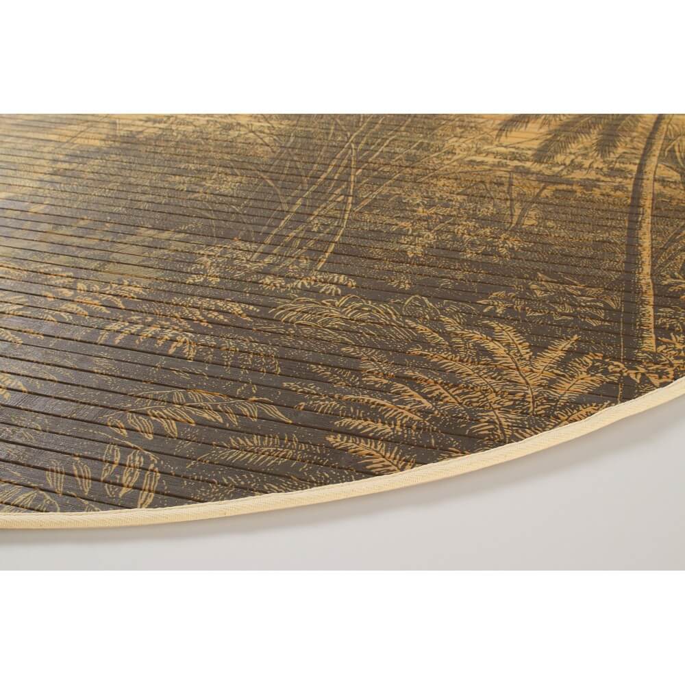 Set di 6 Tappeti Rotondi in Bamboo con Stampa Tropicale D120 Marrone - STARDUST