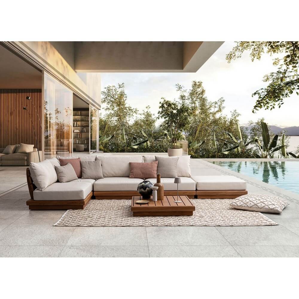 Cuscino da Pavimento in Tessuto Riciclato 80x80 cm Bianco Naturale - CHANDER