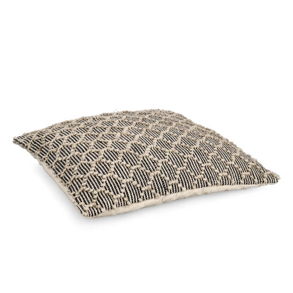 Cuscino da Pavimento in Tessuto Riciclato 80x80 cm Nero Naturale - DHAWAN