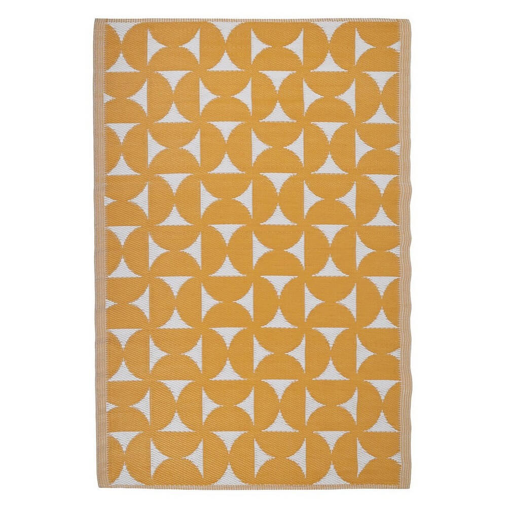Tappeto da interno ed esterno geometrico giallo e bianco 160x230 - IDY