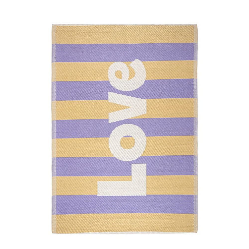 Tappeto a righe con scritta Love per interno ed esterno - KARERA