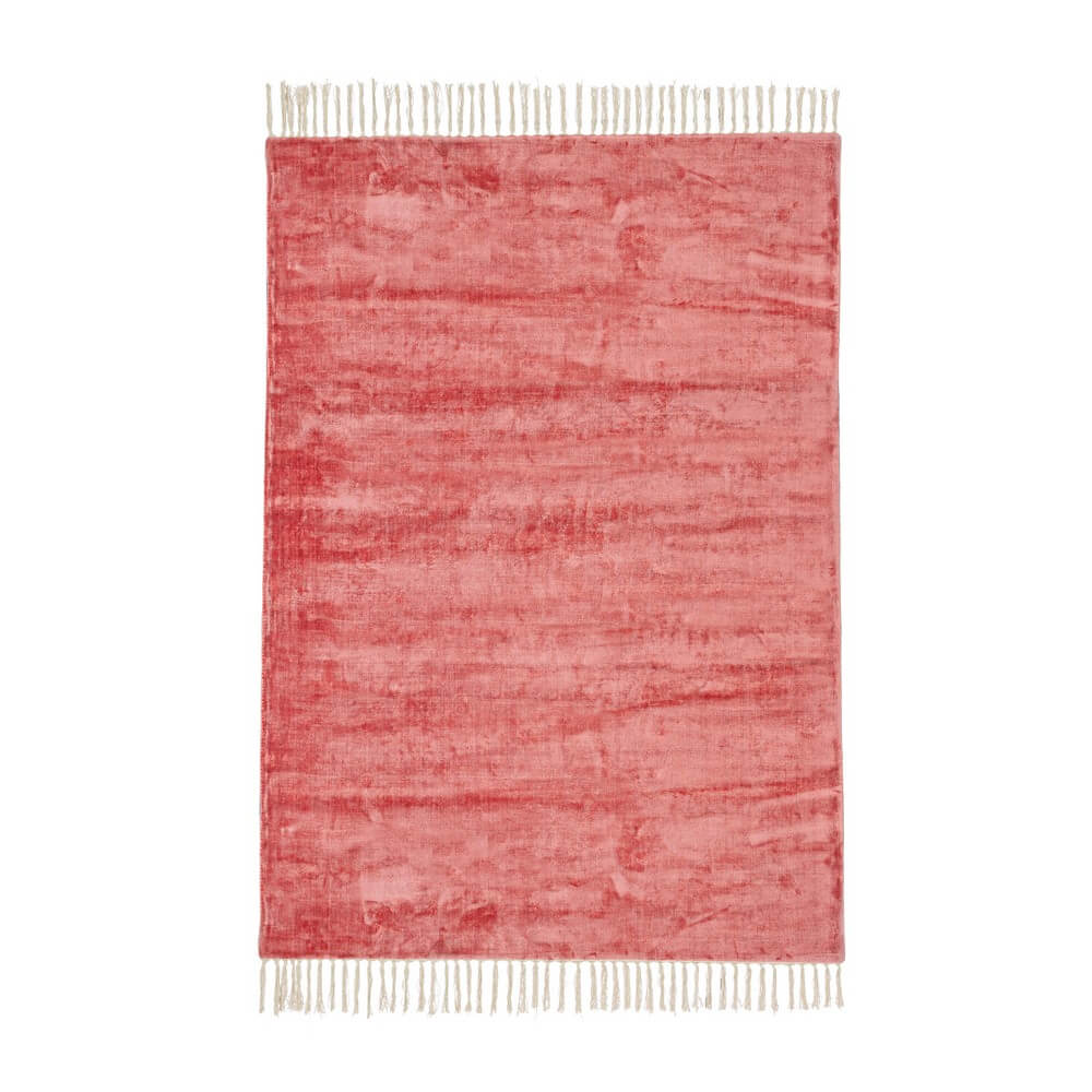 Tappeto in viscosa artigianale con frange 140x200 cm - GRAY
