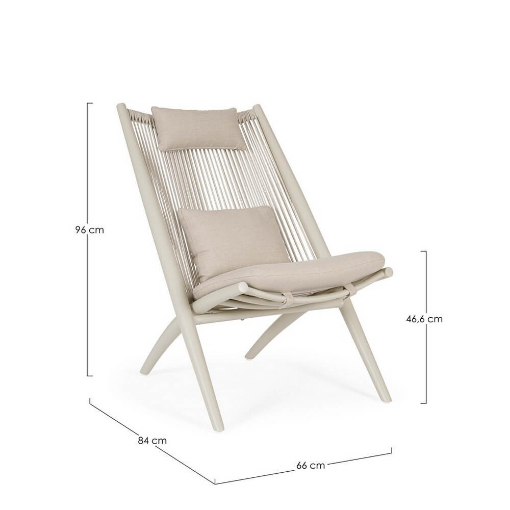 Set di 2 Poltrone Lounge da Esterno con Cuscini in Alluminio e Corde - ISOLDE