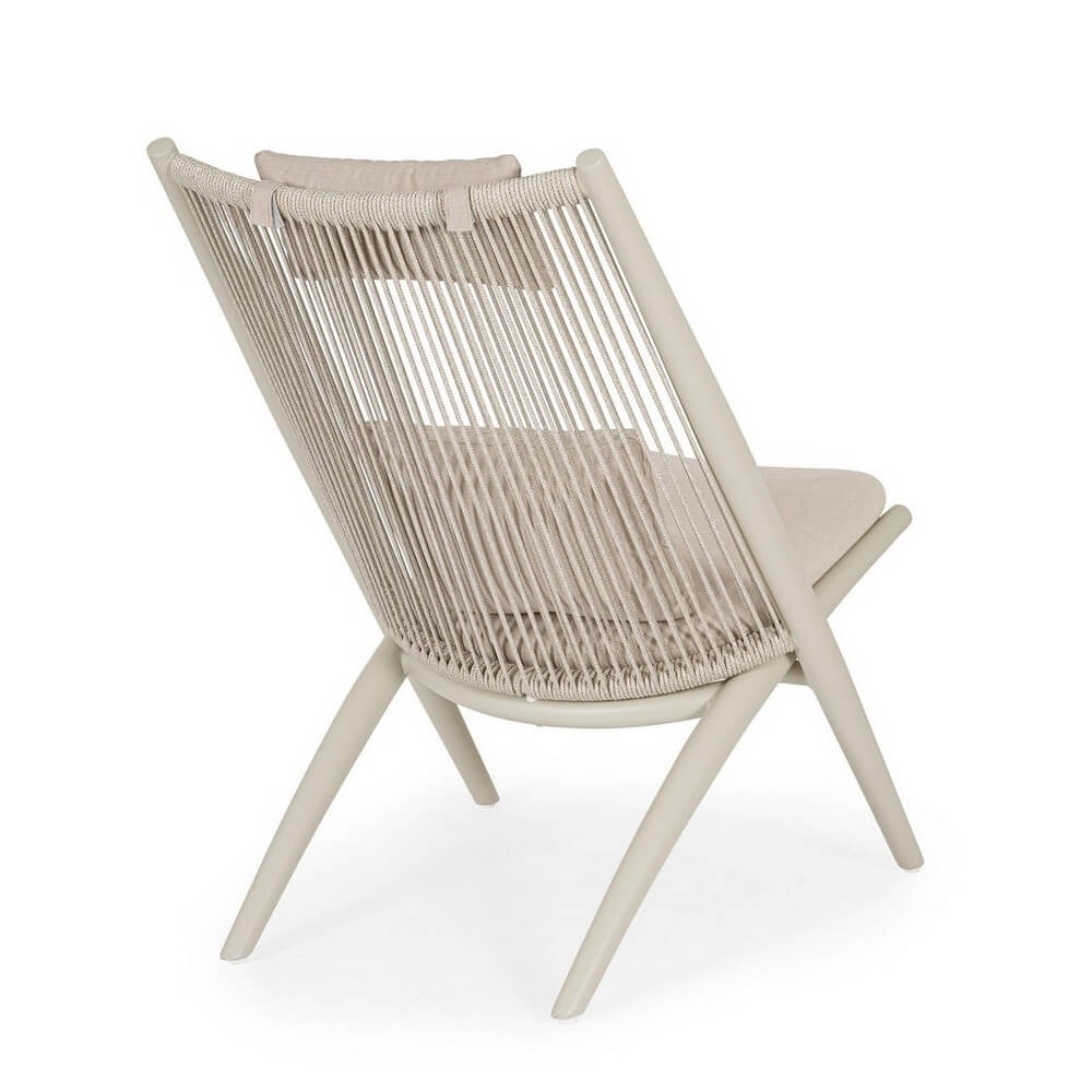 Set di 2 Poltrone Lounge da Esterno con Cuscini in Alluminio e Corde - ISOLDE