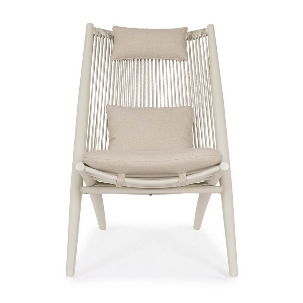 Set di 2 Poltrone Lounge da Esterno con Cuscini in Alluminio e Corde - ISOLDE