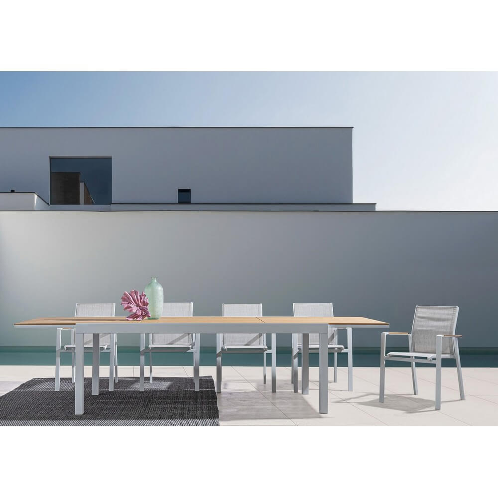 Tavolo Allungabile da Giardino in Alluminio e Polywood Teak - MESSENGER
