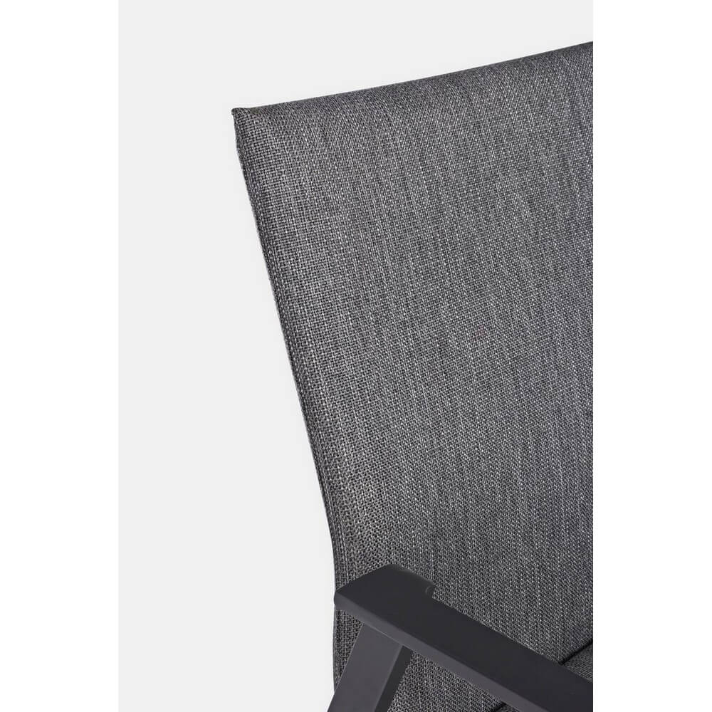 Set di 4 Sedie da Esterno con Braccioli in Alluminio e Tessuto Antracite Grigio Scuro - CLASSICAL