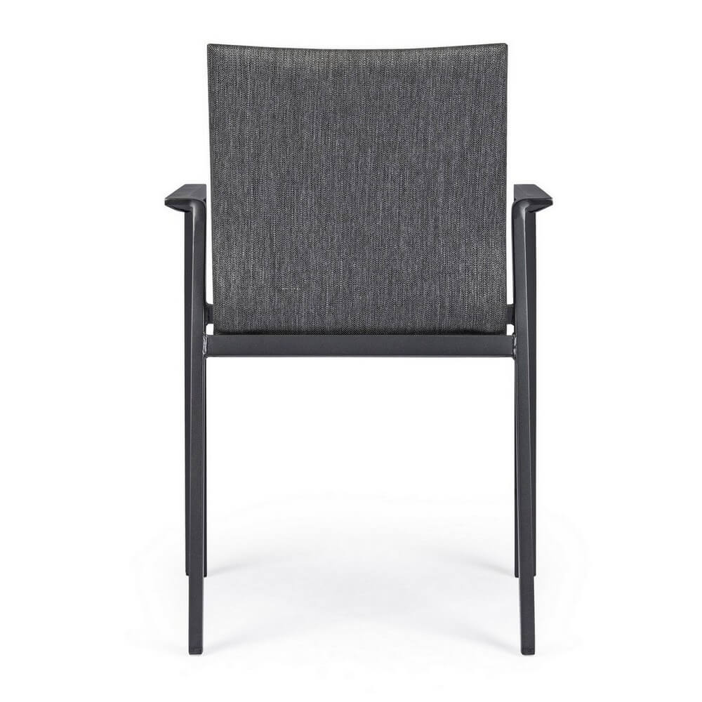 Set di 4 Sedie da Esterno con Braccioli in Alluminio e Tessuto Antracite Grigio Scuro - CLASSICAL