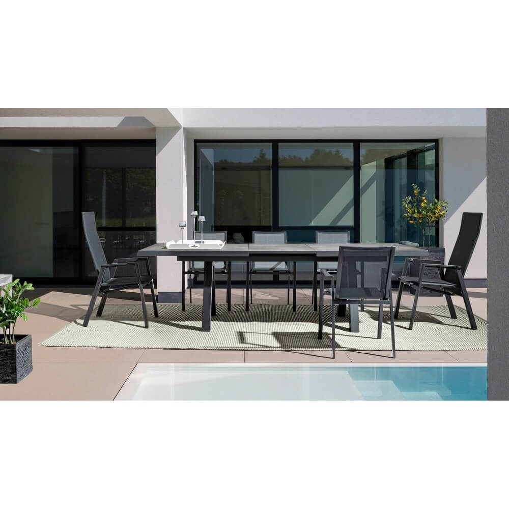 Set di 4 Sedie da Esterno con Braccioli in Alluminio e Textilene - SOLIDITY