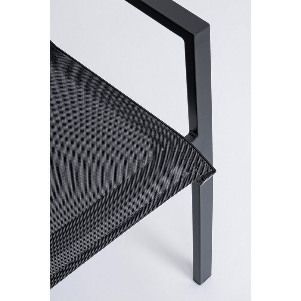 Set di 4 Sedie da Esterno con Braccioli in Alluminio e Textilene - SOLIDITY