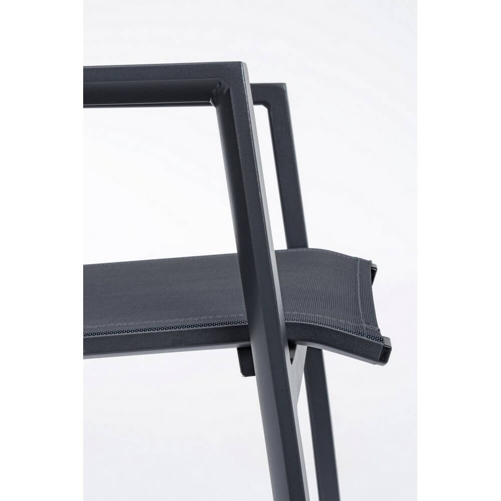 Set di 4 Sedie da Esterno con Braccioli in Alluminio e Textilene - SOLIDITY