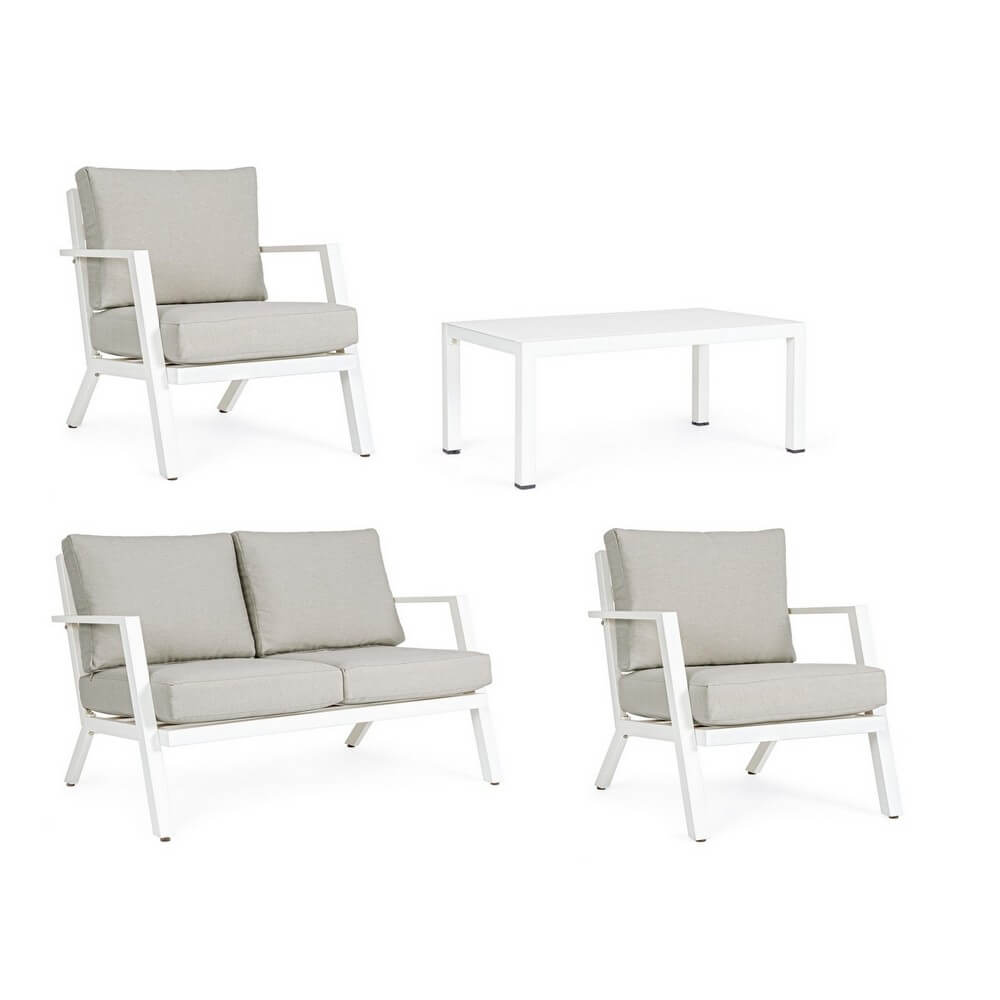 Set salotto da giardino in alluminio con cuscini 4 pezzi - ADVENTUROUS