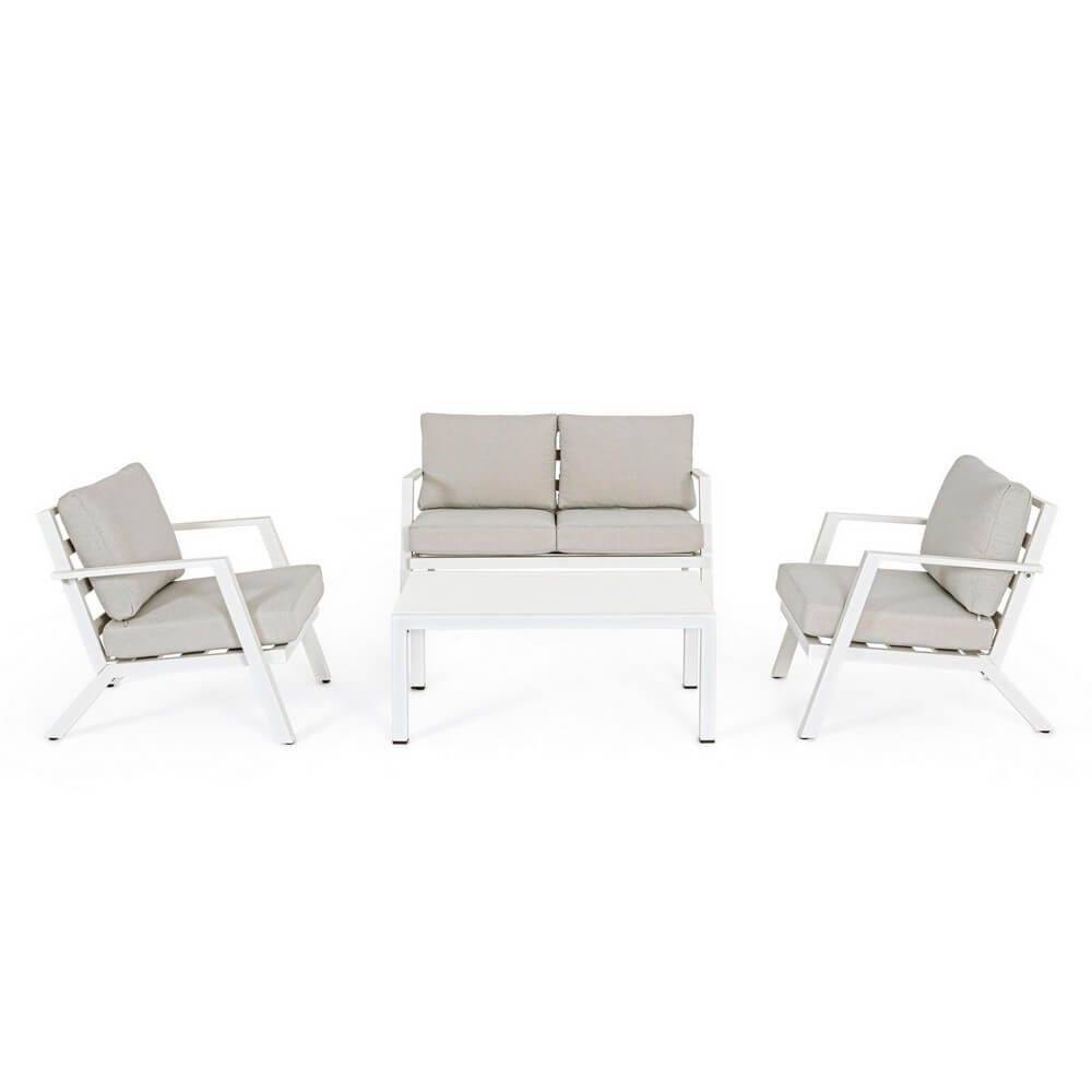 Set salotto da giardino in alluminio con cuscini 4 pezzi - ADVENTUROUS