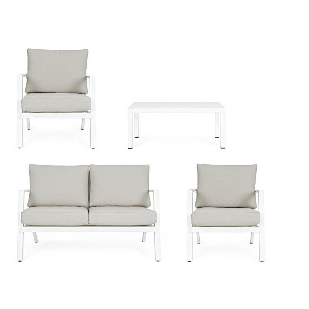Set salotto da giardino in alluminio con cuscini 4 pezzi - ADVENTUROUS