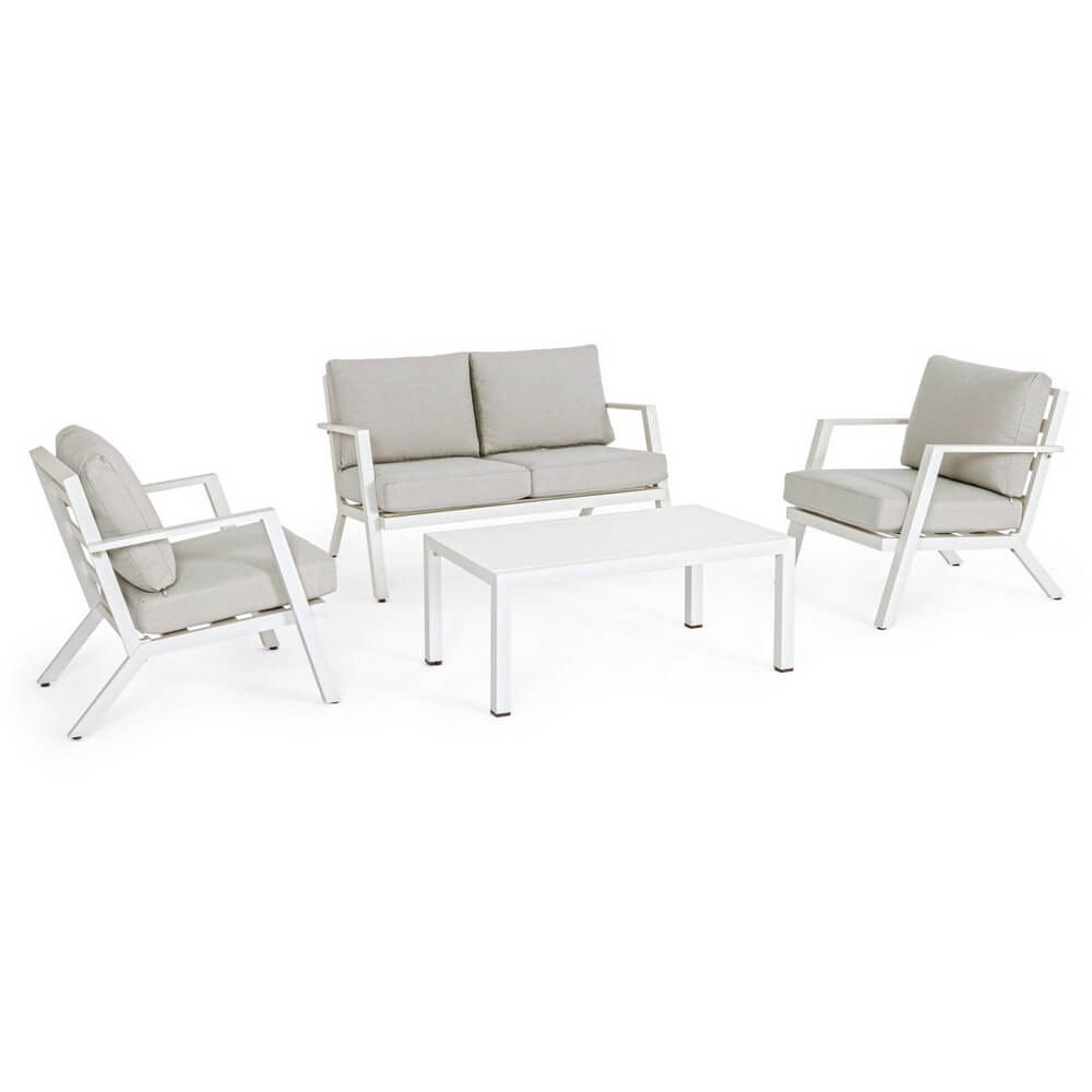 Set salotto da giardino in alluminio con cuscini 4 pezzi - ADVENTUROUS