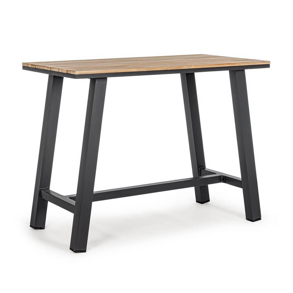 Tavolo bar alto da esterno in alluminio effetto legno 131x73 cm - NAVIGATOR