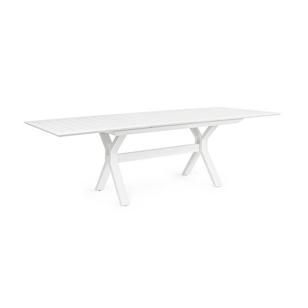 Tavolo da giardino allungabile in alluminio bianco 180-240x100 cm - CALYTHOR