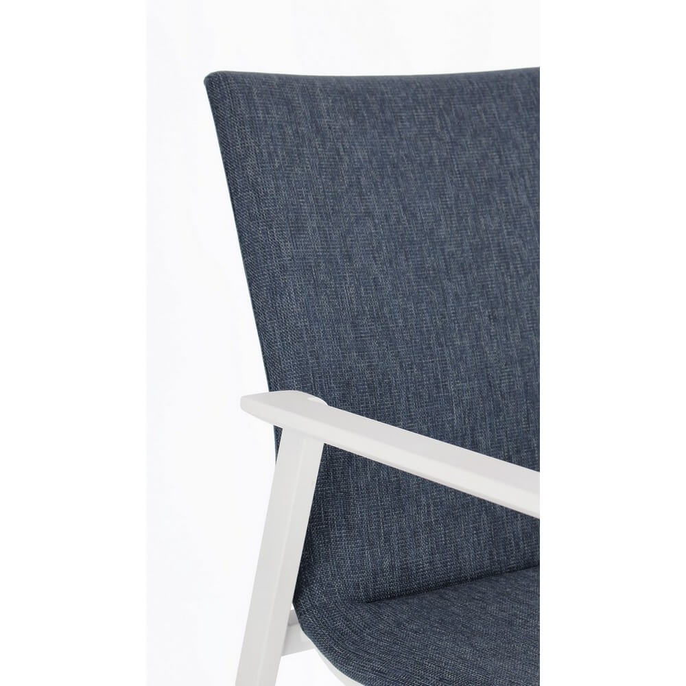 Set di 4 Sedie da Esterno con Braccioli in Alluminio e Tessuto Bianco Denim - CLASSICAL