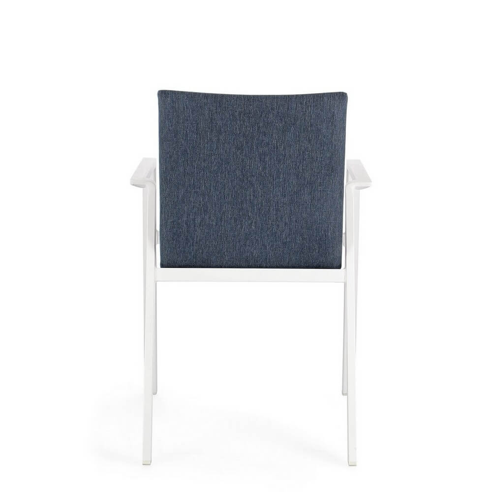Set di 4 Sedie da Esterno con Braccioli in Alluminio e Tessuto Bianco Denim - CLASSICAL