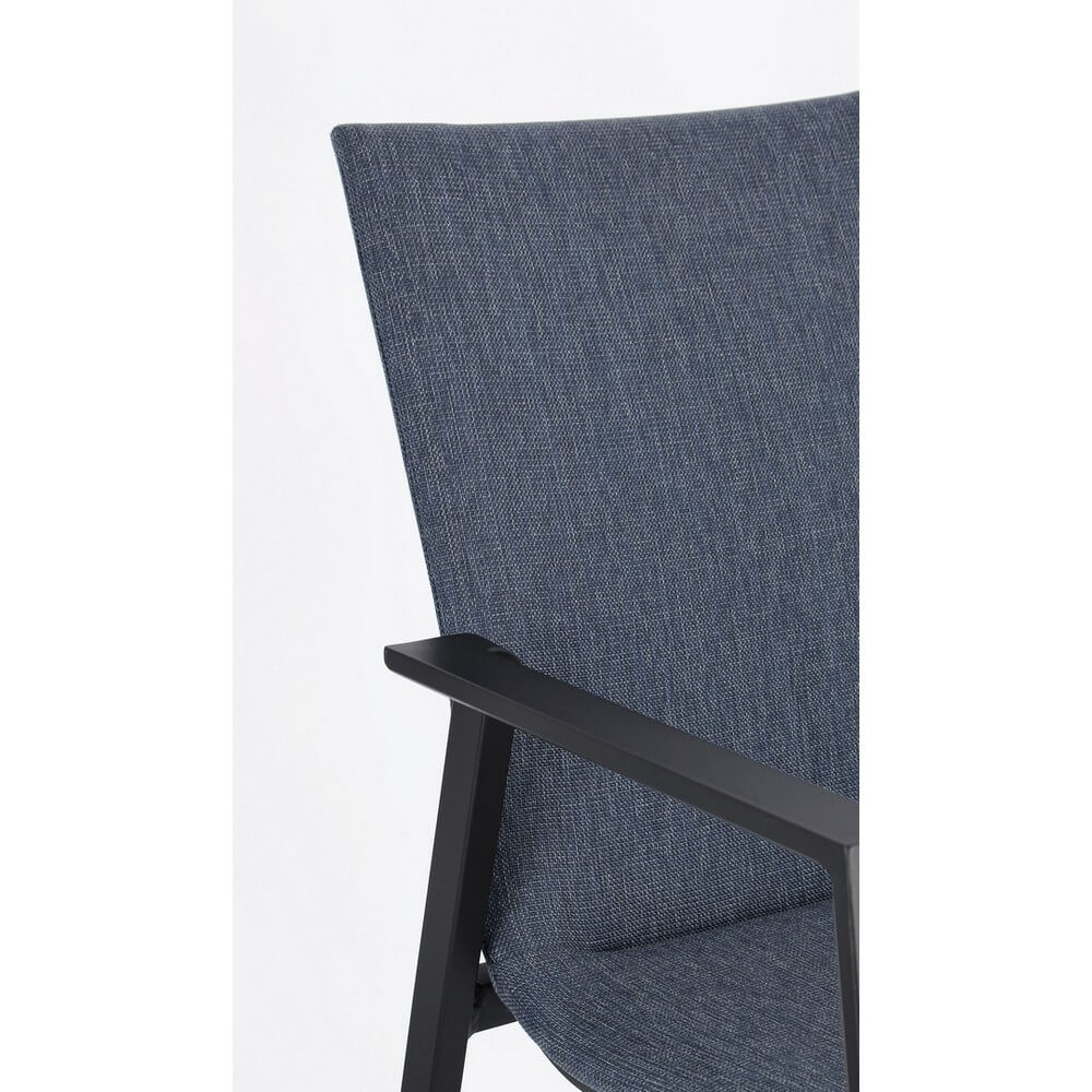 Set di 4 Sedie da Esterno con Braccioli in Alluminio e Tessuto Antracite Denim - CLASSICAL