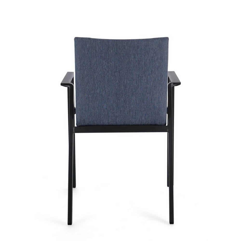Set di 4 Sedie da Esterno con Braccioli in Alluminio e Tessuto Antracite Denim - CLASSICAL