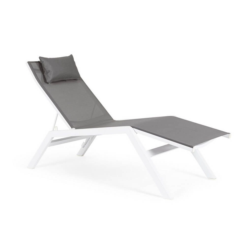 Chaise Longue da Esterno con Poggiatesta in Alluminio e Textilene - SOLIDITY