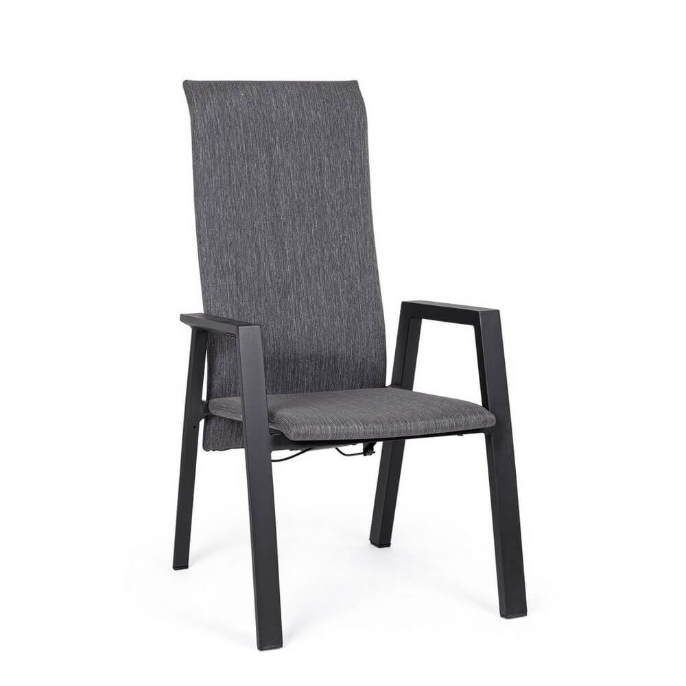 Set di 4 Sedie da Esterno con Braccioli e Schienale Reclinabile in Alluminio - ENDURING