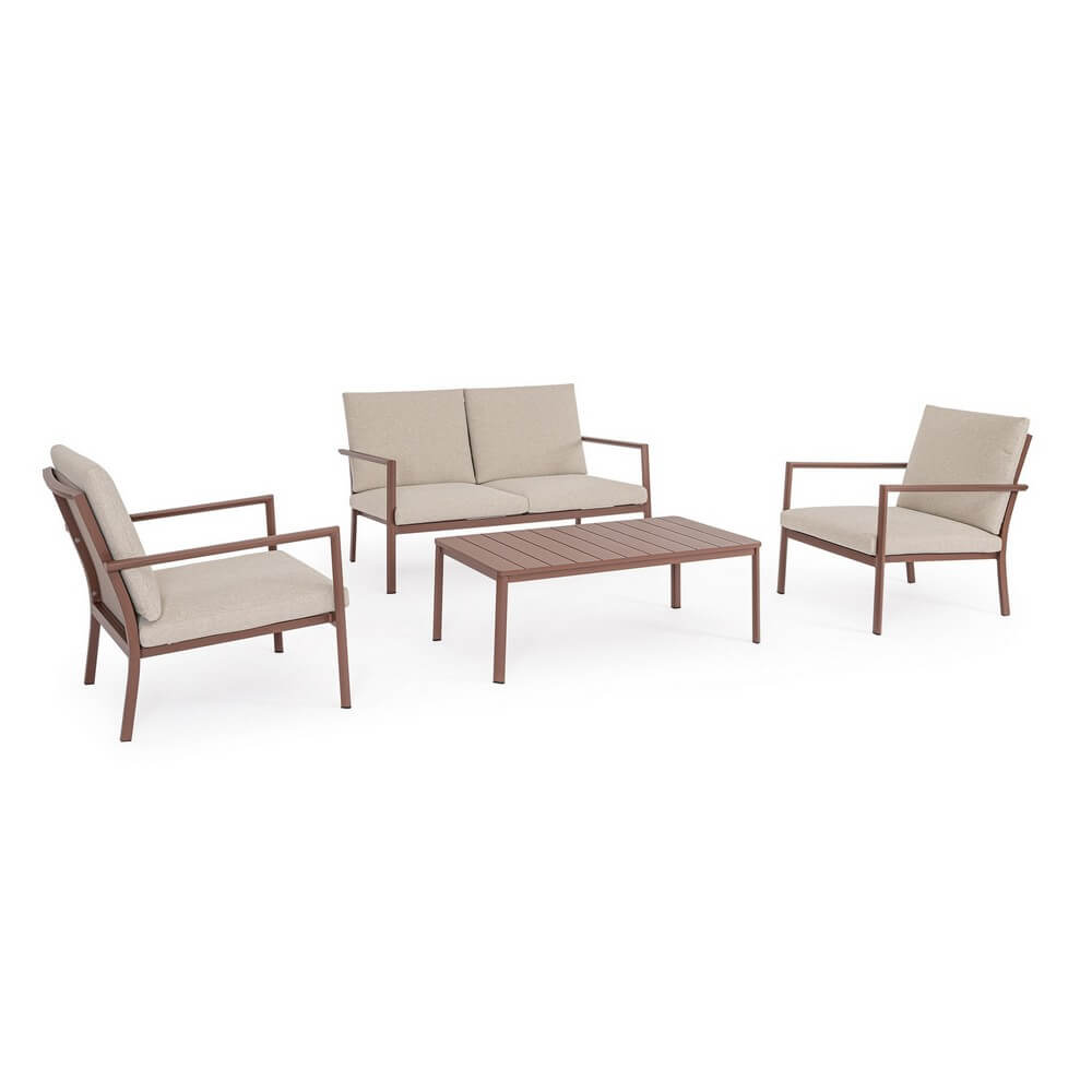 Set da 4 Salotto da Giardino in Alluminio con Cuscini - TALMERA