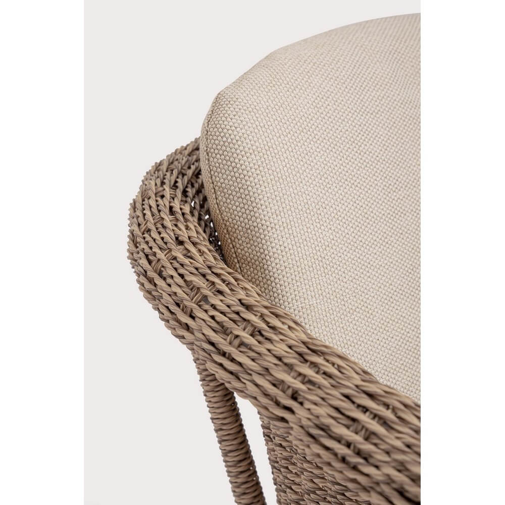 Set di 2 Sedie da Giardino con Braccioli e Cuscini in Wicker Sintetico e Alluminio - RAVINA