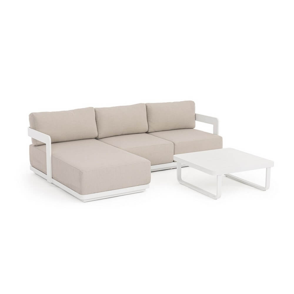 Set Salotto da Esterno con Chaise Longue e Tavolino in Alluminio - MARIEL