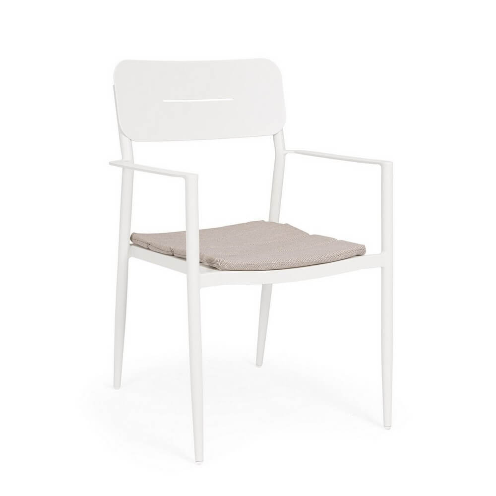 Set di 4 Sedie da Esterno in Alluminio con Braccioli e Cuscino - RAVINA