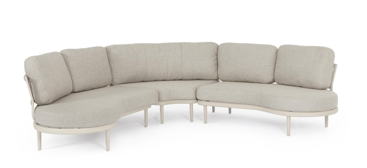 Set salotto angolare da esterno con cuscini in alluminio - HELIOS