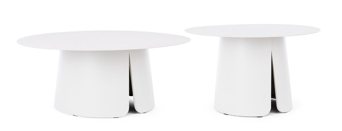 Set di 2 Tavolini Rotondi in Alluminio Verniciato Bianco - BRYAN