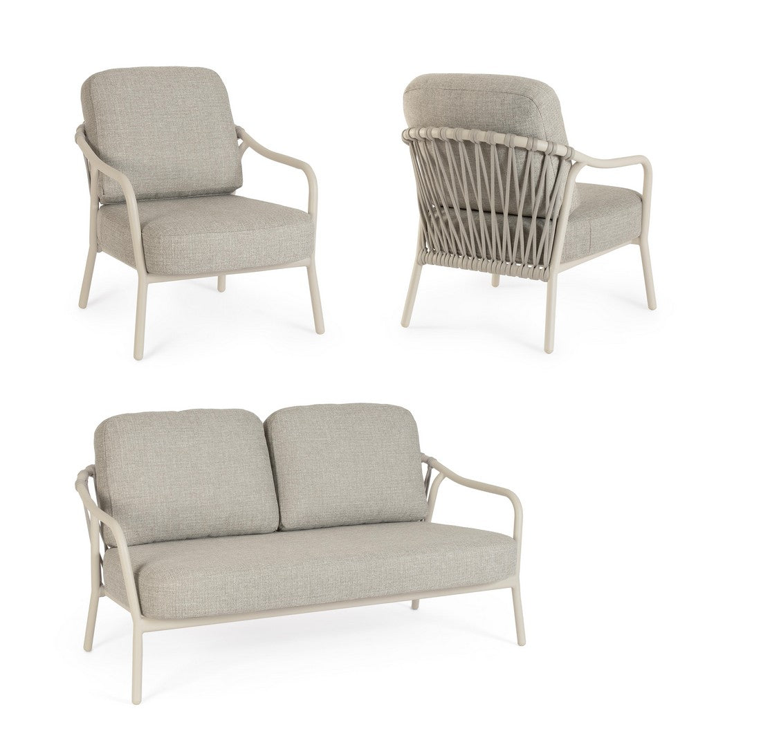 Set da 3 Posti Salotto da Esterno in Alluminio con Cuscini - EDVIGE