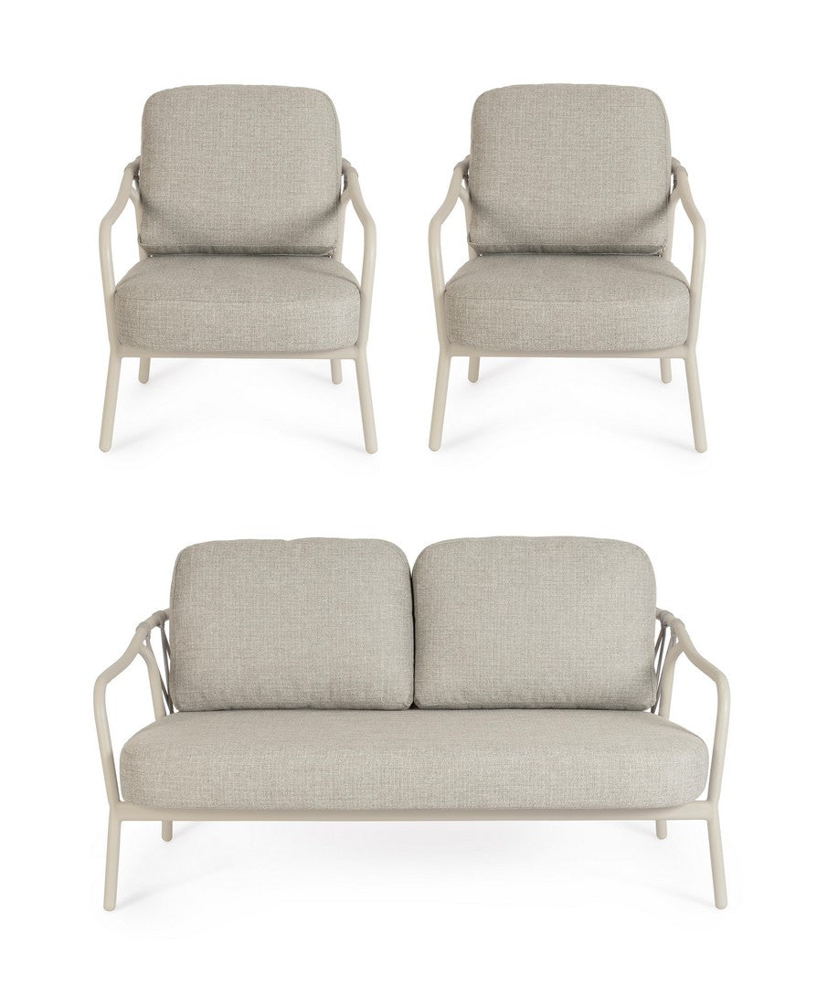 Set da 3 Posti Salotto da Esterno in Alluminio con Cuscini - EDVIGE