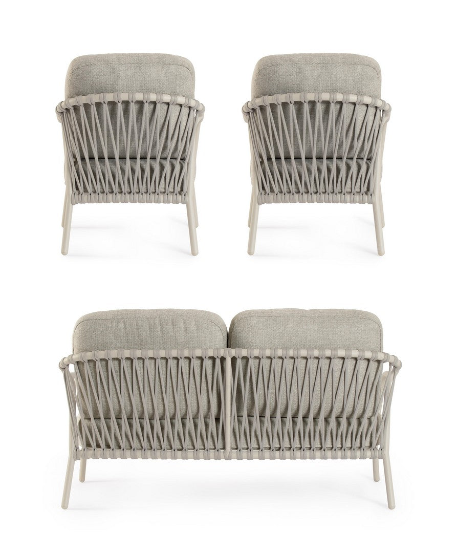 Set da 3 Posti Salotto da Esterno in Alluminio con Cuscini - EDVIGE