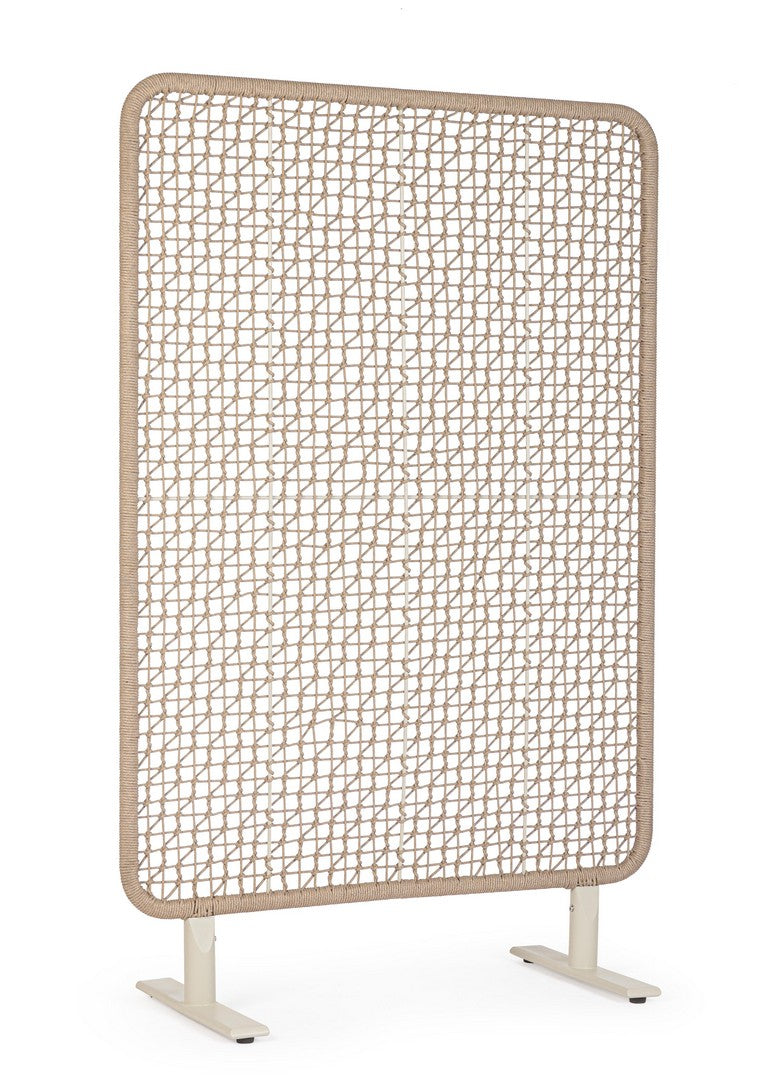 Paravento da Esterno in Alluminio con Intreccio in Corda Beige - BABILO
