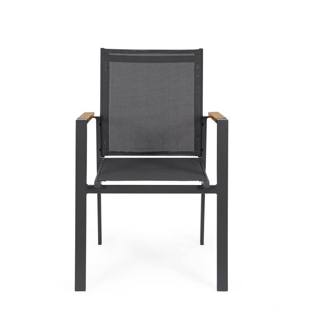 Set di 4 Sedie da Giardino con Braccioli in Alluminio e Textilene Impilabili - ISKIEL