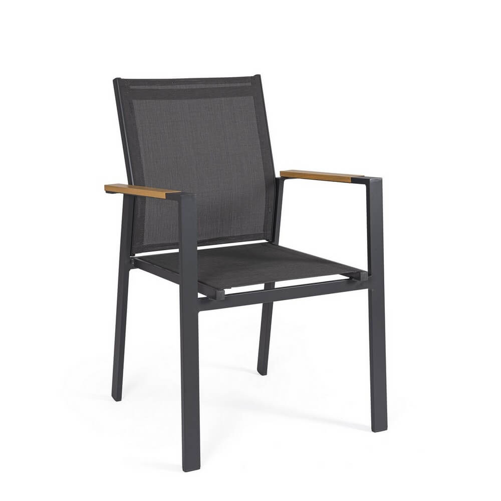 Set di 4 Sedie da Giardino con Braccioli in Alluminio e Textilene Impilabili - ISKIEL