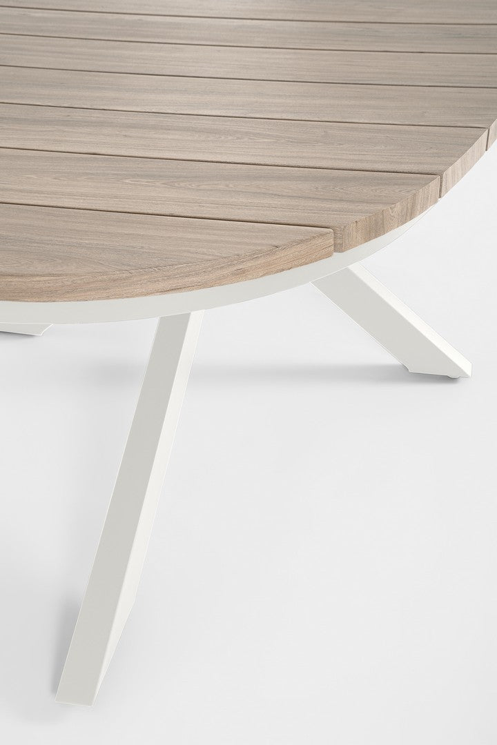 Tavolo da Giardino Ovale in Alluminio Effetto Legno 218x115 cm - ZELMAR