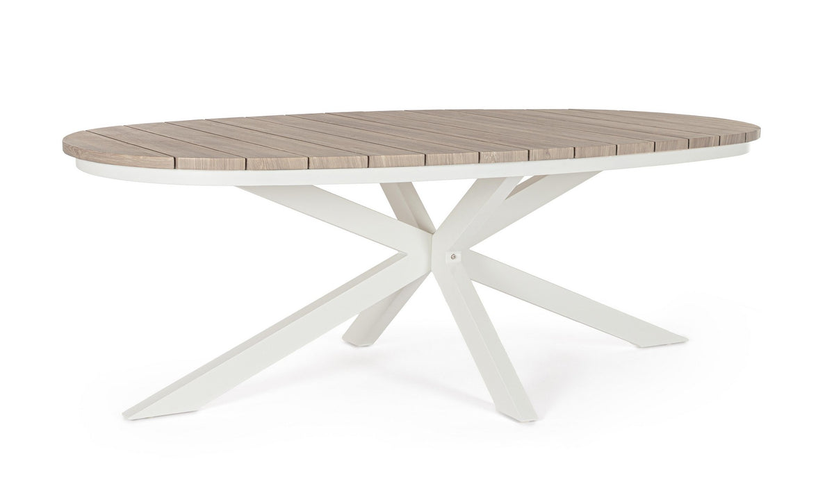 Tavolo da Giardino Ovale in Alluminio Effetto Legno 218x115 cm - ZELMAR