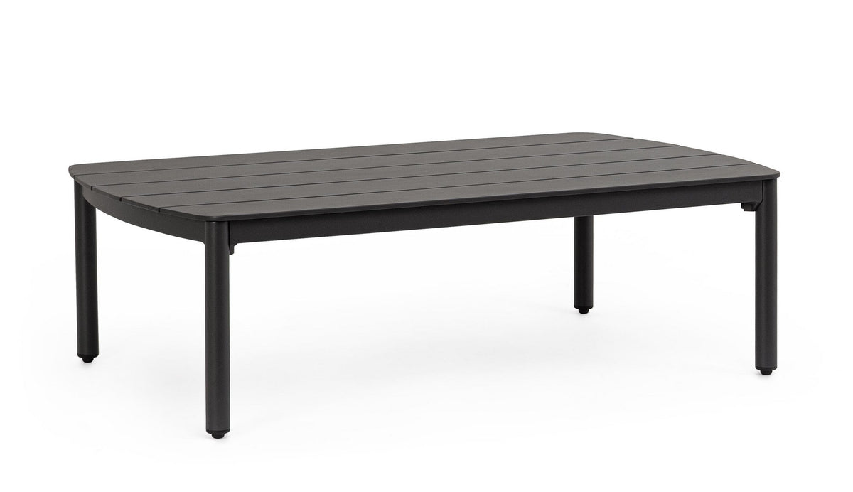 Tavolino da esterno in alluminio con piano a doghe 115x68 cm - FENIX