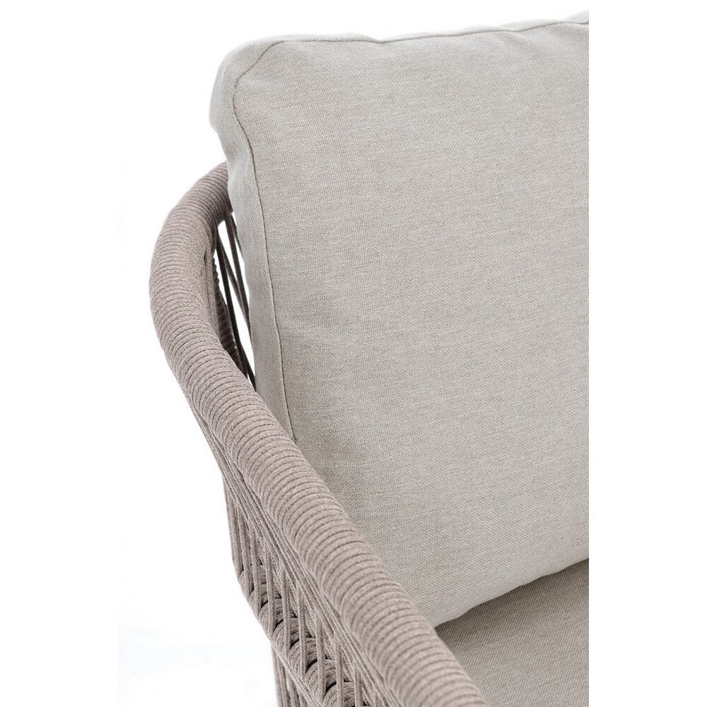 Set di 4 Sedie da Giardino con Braccioli e Cuscini in Corda Intrecciata - SILVETH