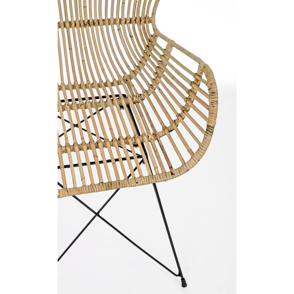 Set di 4 Poltrone in Rattan Intrecciato con Gambe in Acciaio - TATIANA