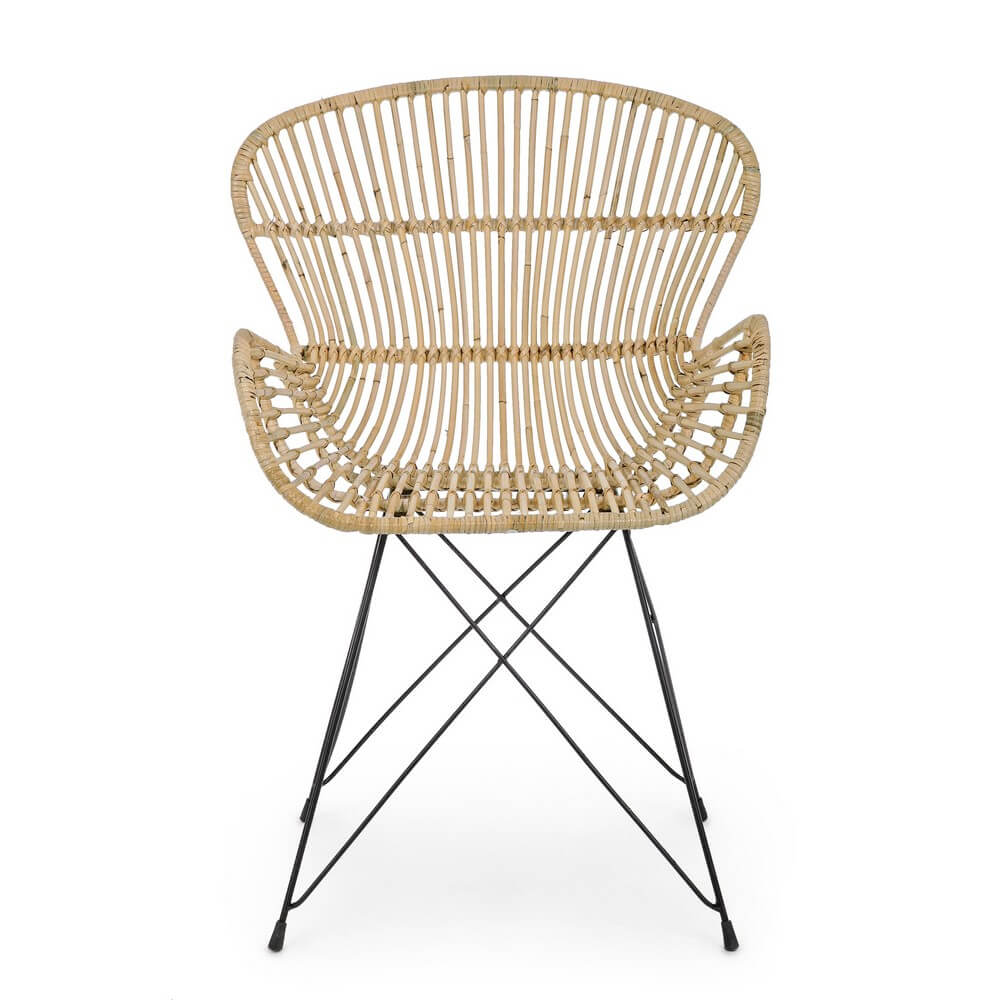 Set di 4 Poltrone in Rattan Intrecciato con Gambe in Acciaio - TATIANA