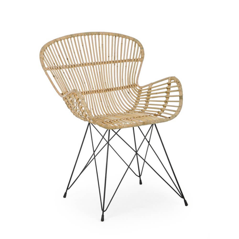 Set di 4 Poltrone in Rattan Intrecciato con Gambe in Acciaio - TATIANA